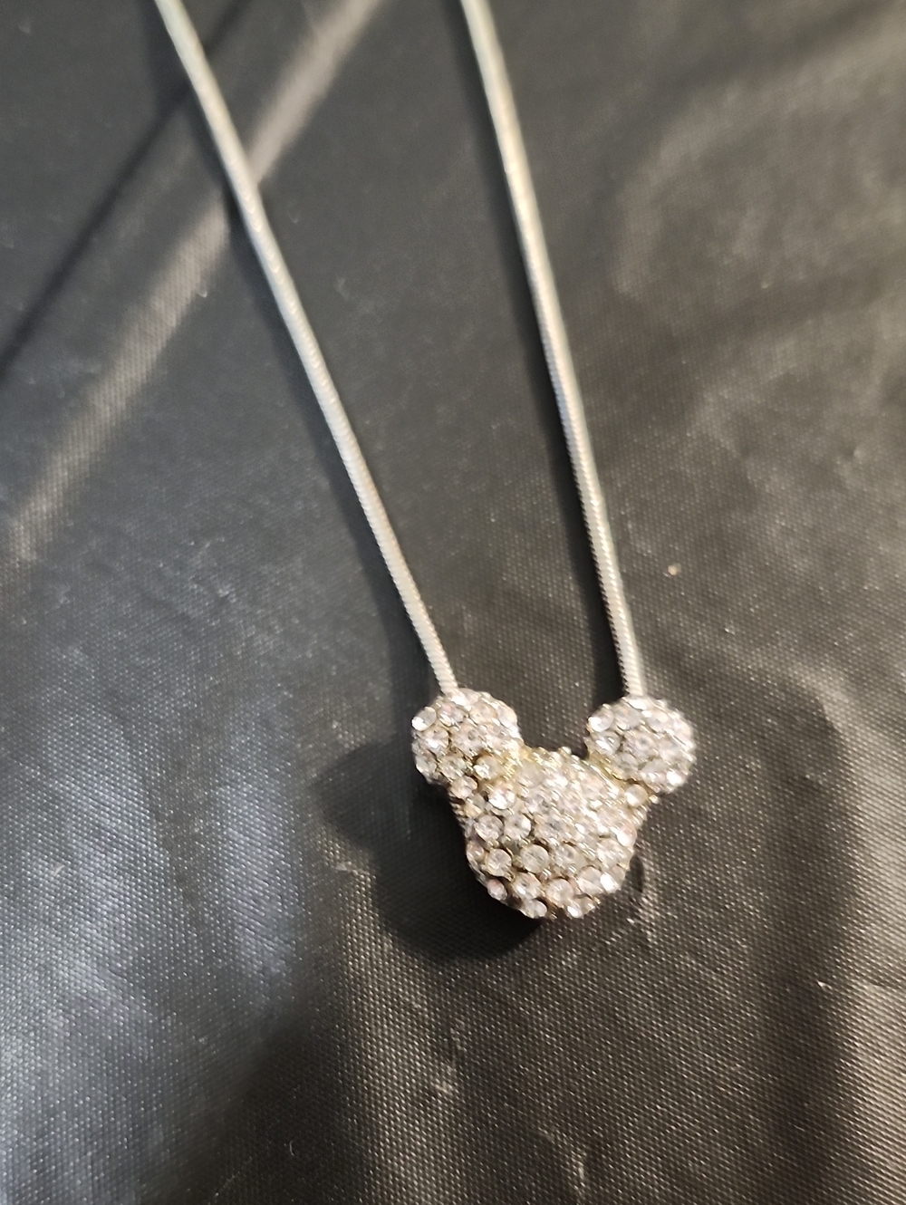 Disney Silver Crystal Mickey Head Necklace - Women Jewelry